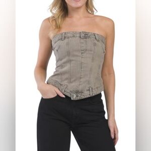 ZARA Denim Cropped Shirt, Color Grey, Button Front accent, Size XS